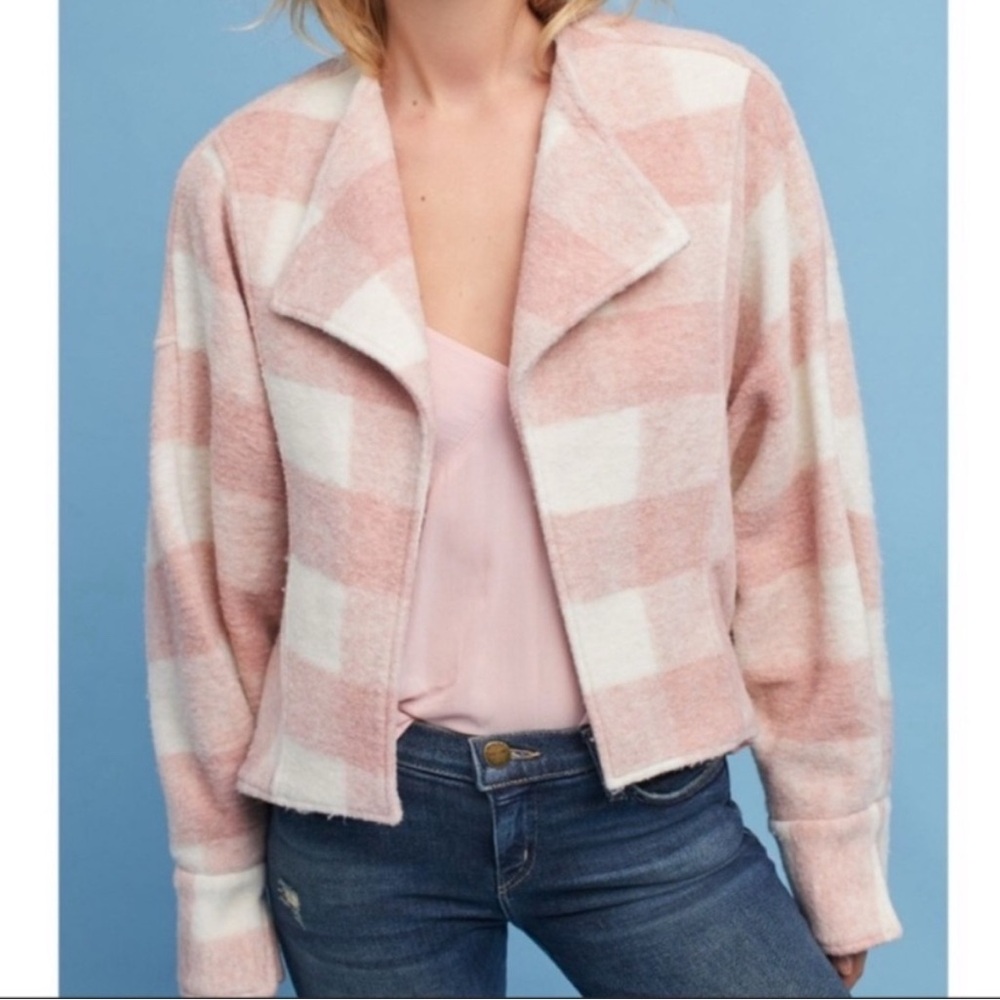 - Ett:twa x Anthropologie Blush‎ Buffalo Check Jacket
